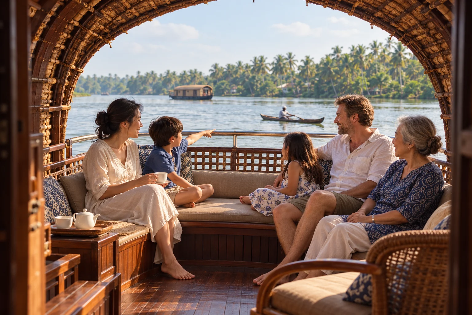 Parents, children, and a grandparent enjoying a comfortable daytime outing